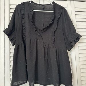 SHEIN Black Ruffled Blouse